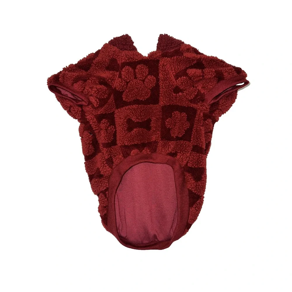 Koolaburra by UGG Dog Sweater Burgundy with Hoodie Large Soft Comfy Warm